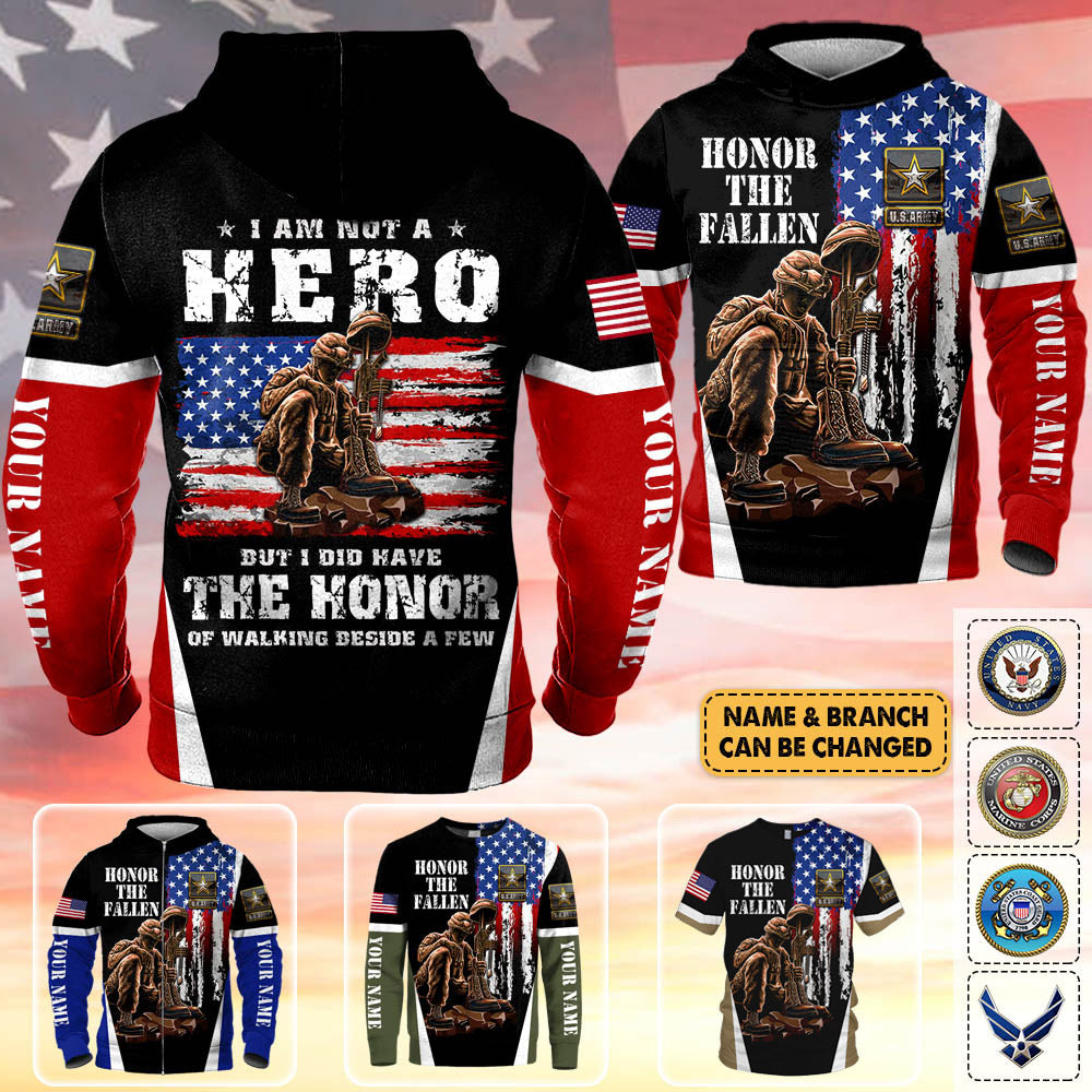 Personalized Shirt Honor The Fallen I Am Not A Hero But I Did Have The Honor Of Walking Beside A Few All Over Print Shirt For Veterans Day H2511