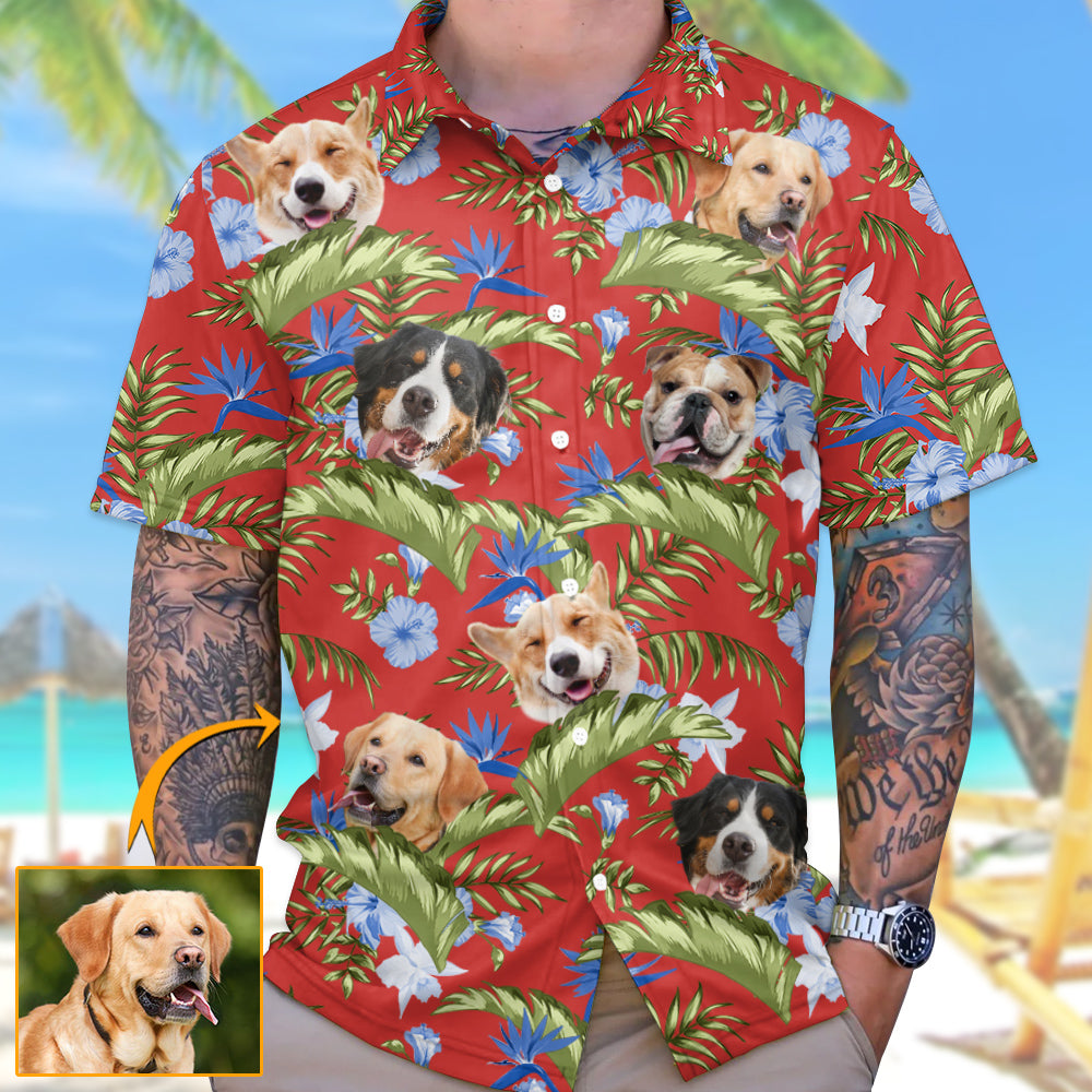Tropical Hibiscus Orchid Palm Leaves Dog Personalized Hawaiian Shirt For Dog Lover Dog Mom Dog Dad H2511