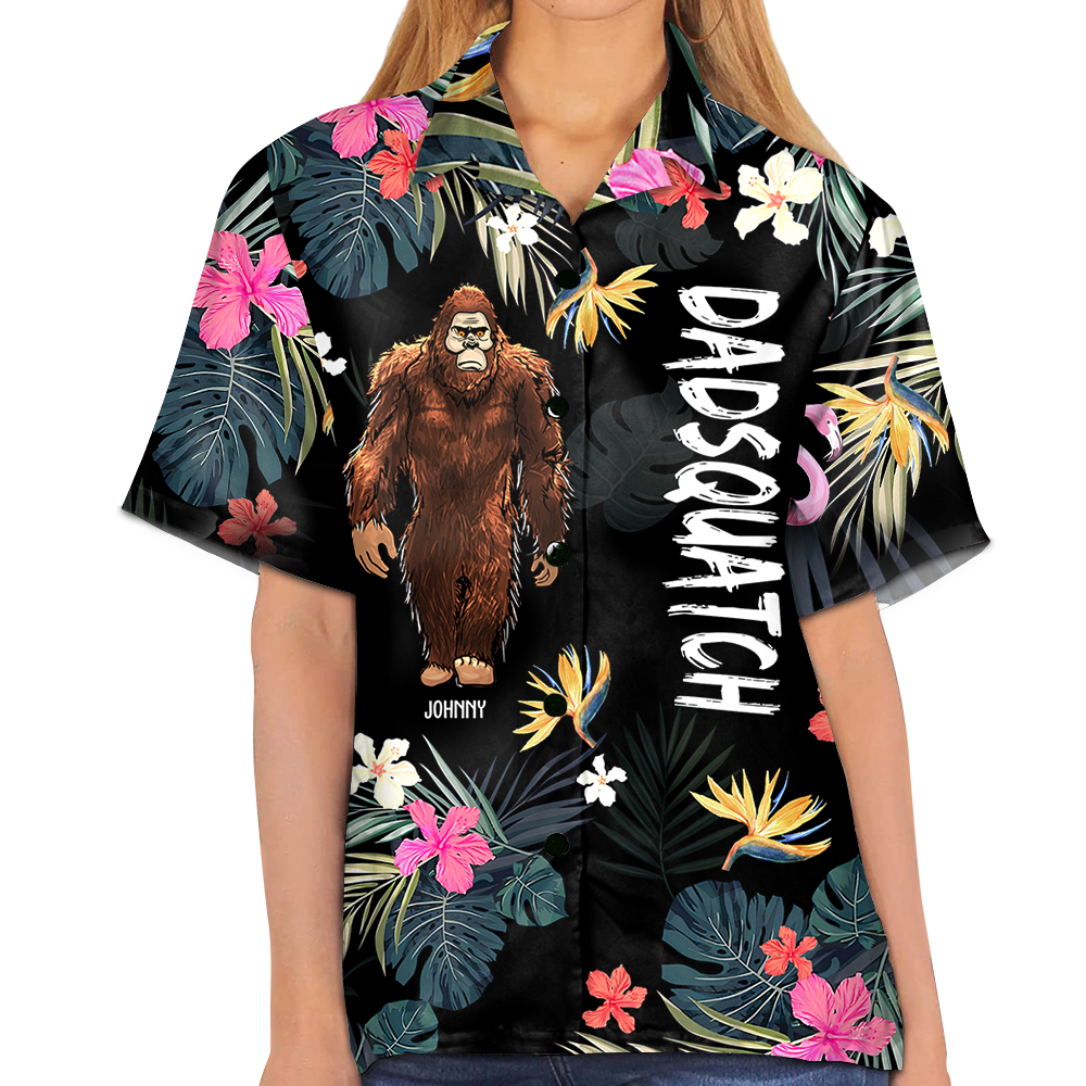 Dadsquatch, Like A Dad, Just Way More Squatchy - Personalized Bigfoot Vintage Hawaiian Shirt
