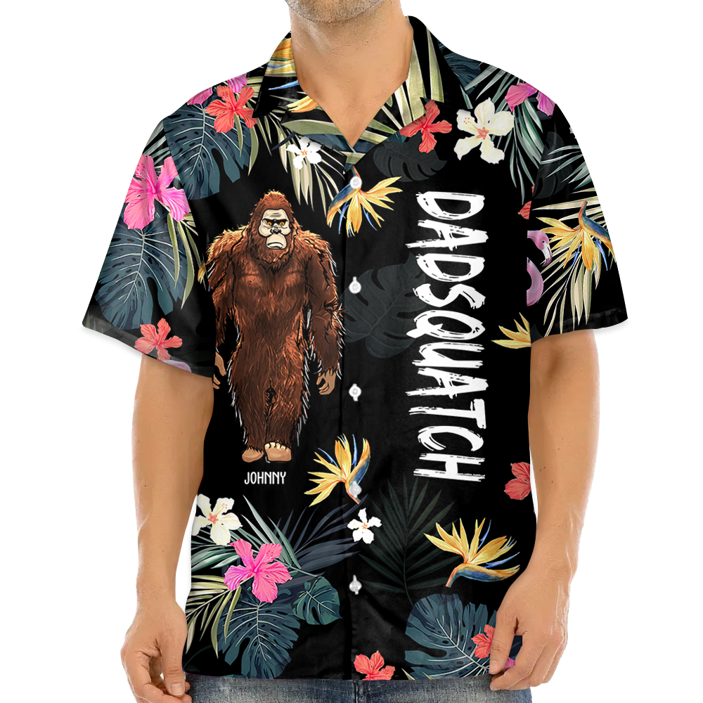 Dadsquatch, Like A Dad, Just Way More Squatchy - Personalized Bigfoot Vintage Hawaiian Shirt