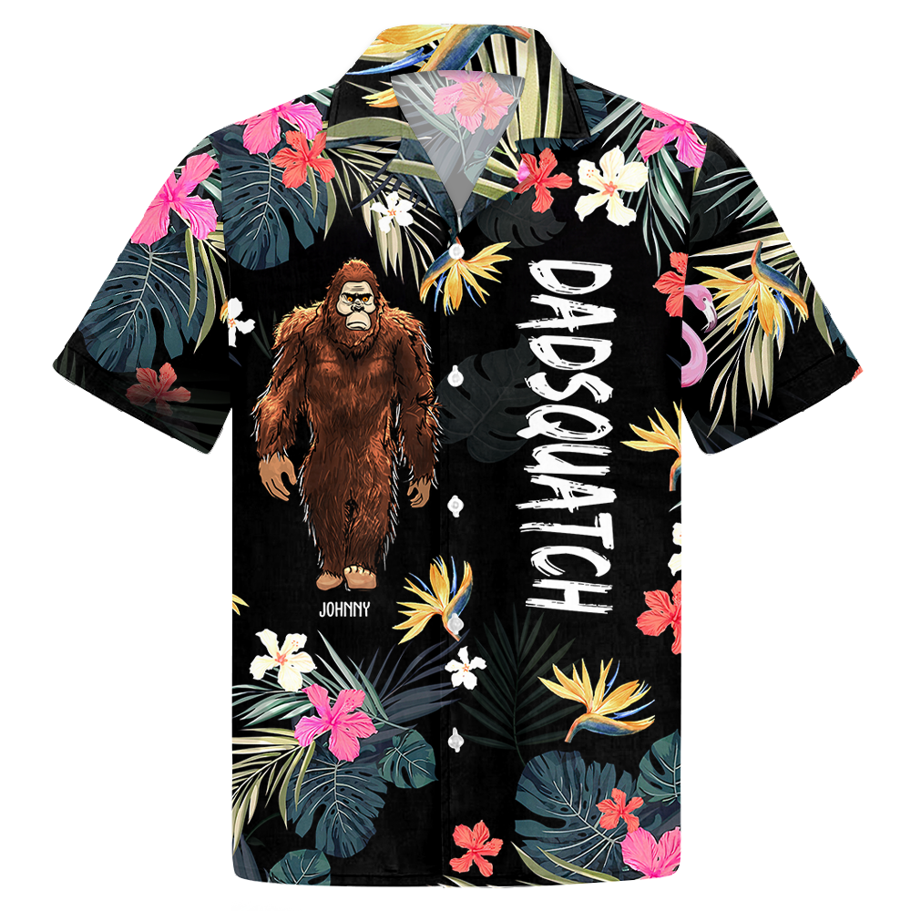 Dadsquatch, Like A Dad, Just Way More Squatchy - Personalized Bigfoot Vintage Hawaiian Shirt