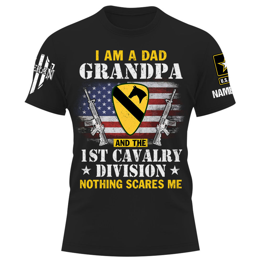 Personalized Shirt I'm A Dad Grandpa And A Veteran Nothing Scares Me Custom Division Badges Veteran K1702