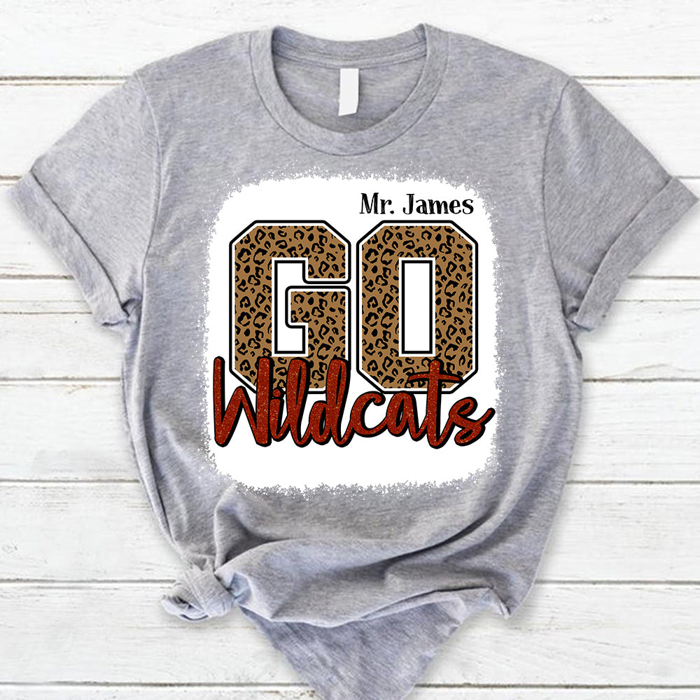 Personalized Go Wildcats Leopard Custom Name T-Shirt For Teacher