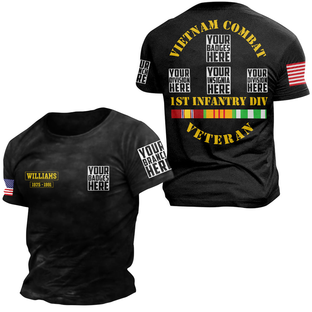 Grunt Shirt Custom Insignia Badges Division All Branch Veteran Personalized All Over Print Shirt H2511