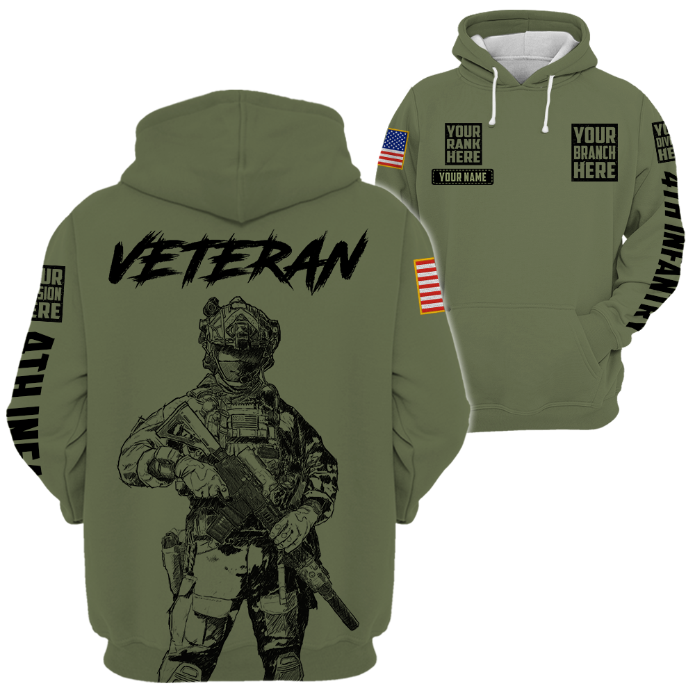 Personalized Shirt Veteran Customize All Branches,Division and Rank Name Veteran All Over Print Shirt K1702