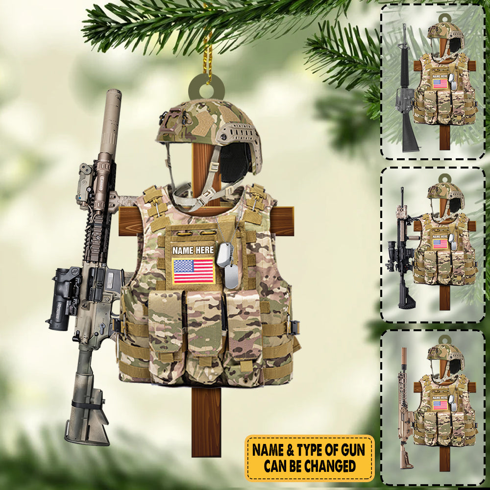 Personalized Ornament Military, Armed Forces Tactical Combat Vest Ornament Gift For Holiday Xmas, Made By Acrylic And The 2 Sides Are The Same K1702