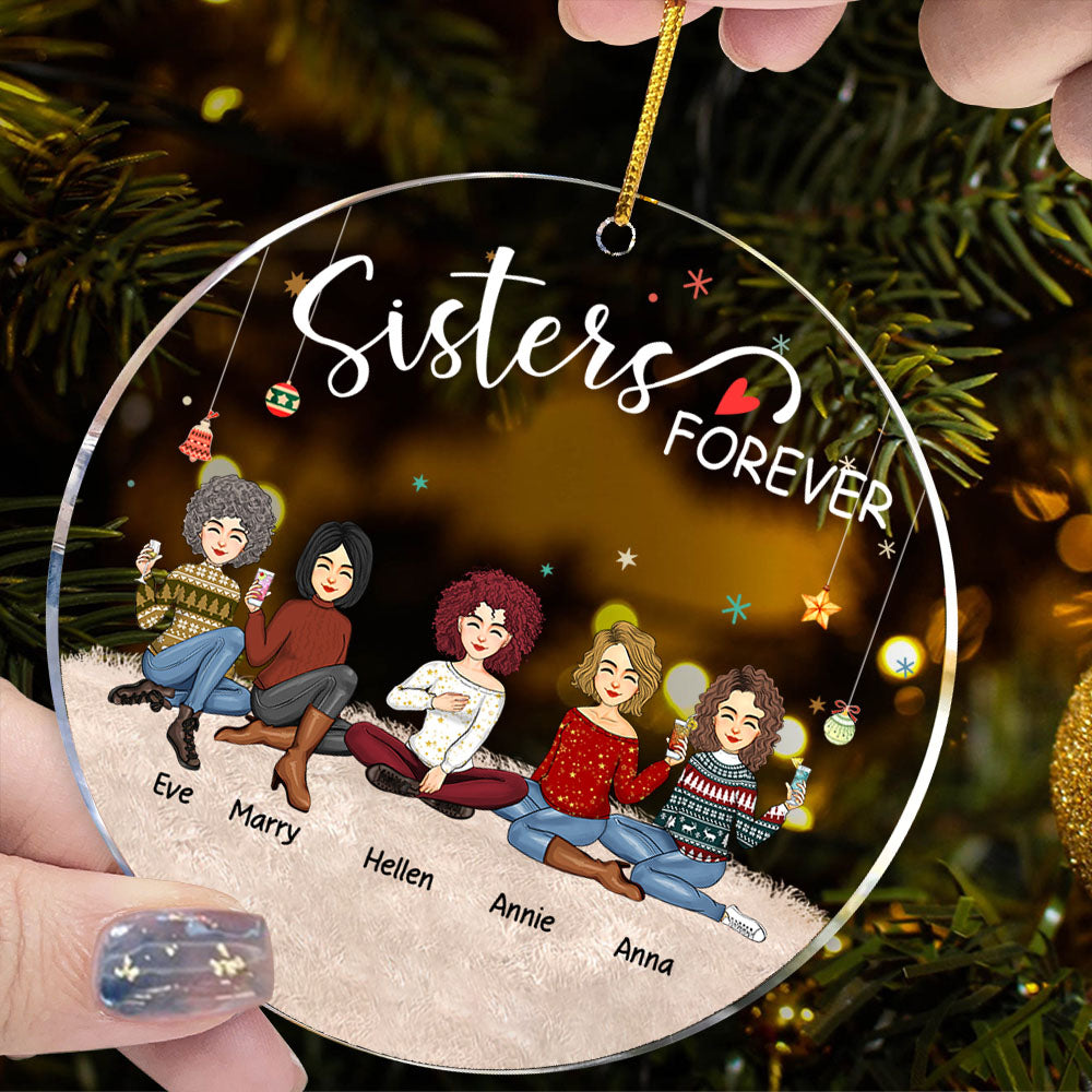 Sisters Forever Personalized Circle Acrylic Ornament