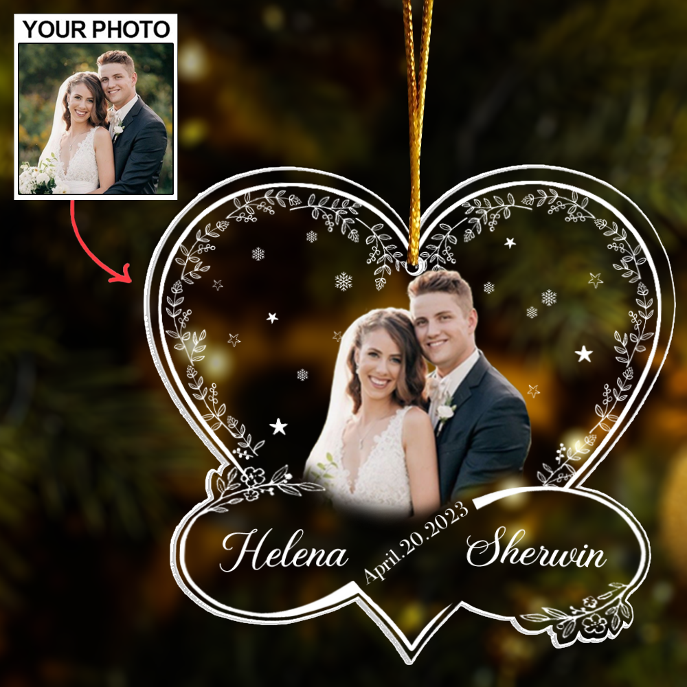 First Christmas Married and Engaged Custom Photo Ornament, Personalized Acrylic Ornament TT01