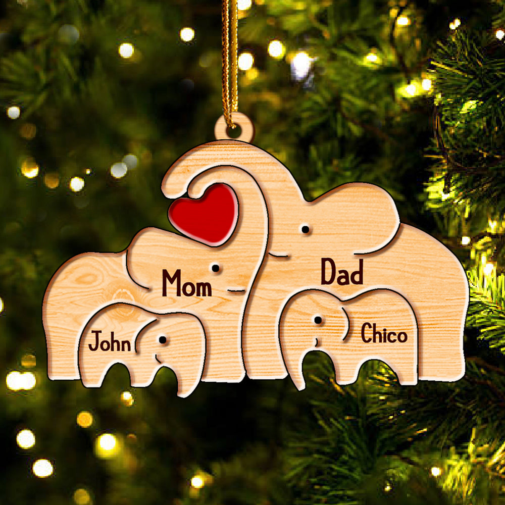 Elephants Family Personalized Wooden Elephants Puzzle Custom Family Names