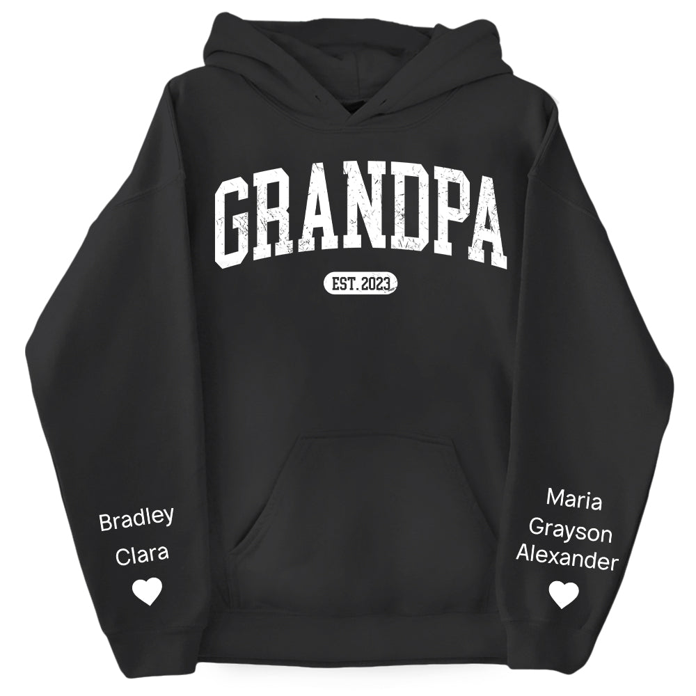 Personalize Papa Sweatshirt with Grandkids Names on Sleeve, Grandpa Sweatshirt, Abuelo Sweatshirt, Fathers Day Gift, New Grandpa Gift Vr2