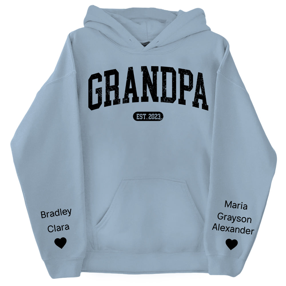 Personalize Papa Sweatshirt with Grandkids Names on Sleeve, Grandpa Sweatshirt, Abuelo Sweatshirt, Fathers Day Gift, New Grandpa Gift Vr2