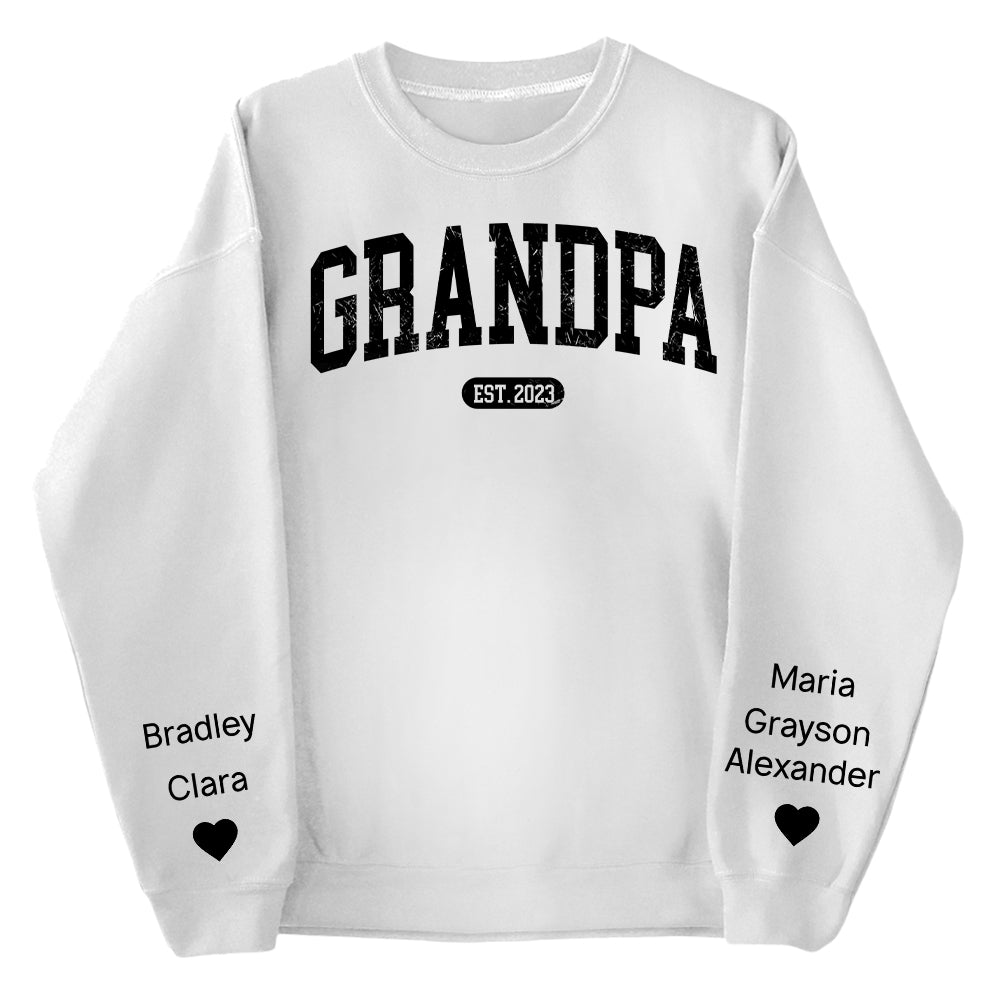 Personalize Papa Sweatshirt with Grandkids Names on Sleeve, Grandpa Sweatshirt, Abuelo Sweatshirt, Fathers Day Gift, New Grandpa Gift Vr2
