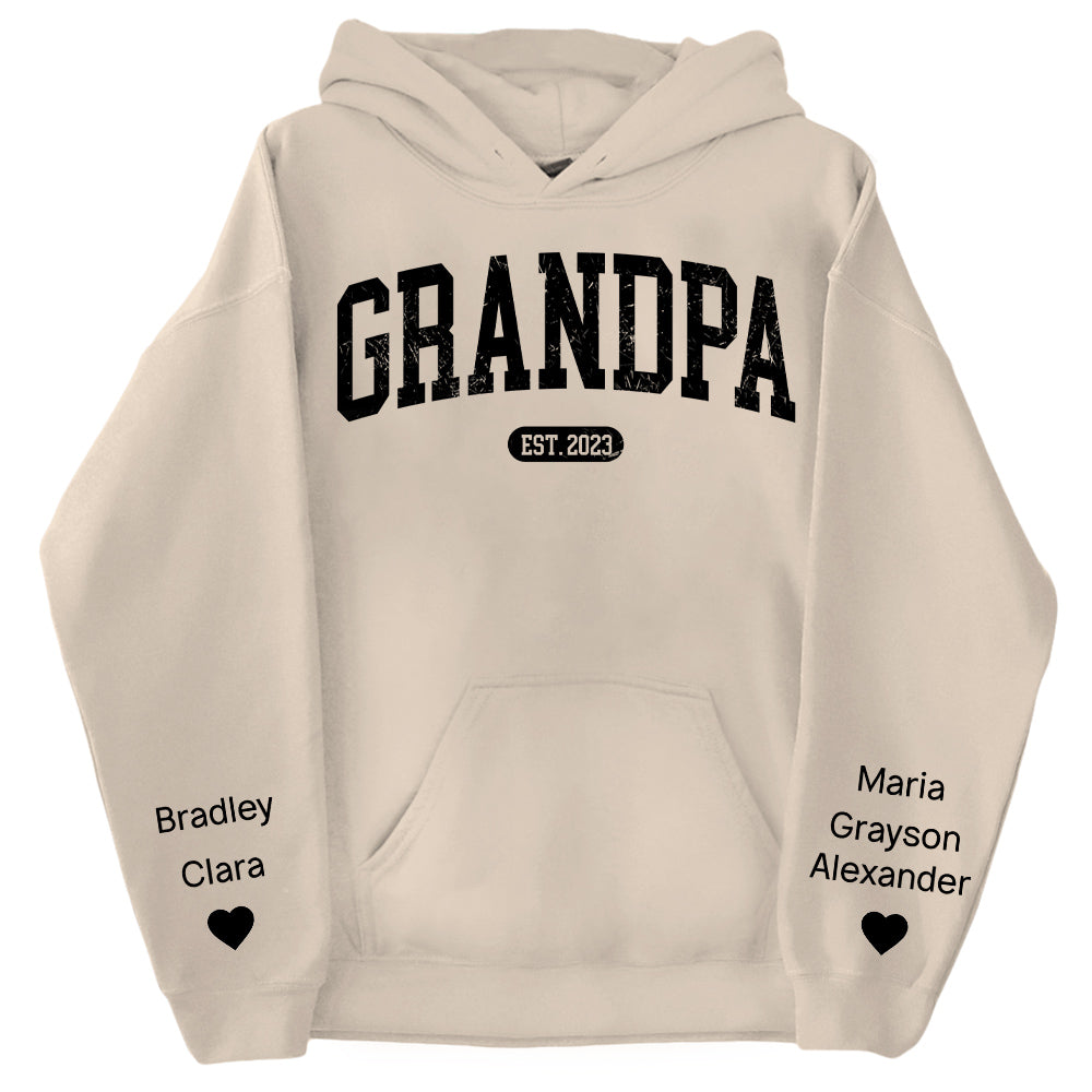 Personalize Papa Sweatshirt with Grandkids Names on Sleeve, Grandpa Sweatshirt, Abuelo Sweatshirt, Fathers Day Gift, New Grandpa Gift Vr2