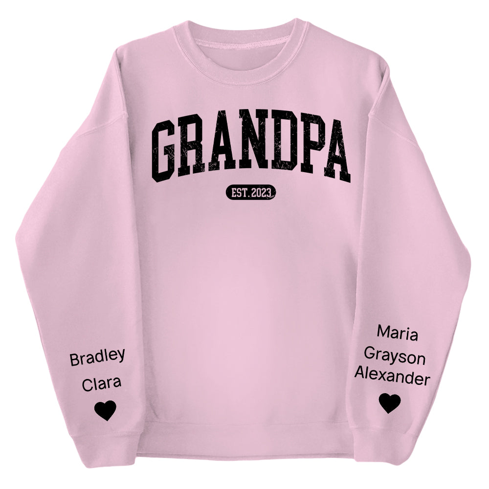 Personalize Papa Sweatshirt with Grandkids Names on Sleeve, Grandpa Sweatshirt, Abuelo Sweatshirt, Fathers Day Gift, New Grandpa Gift Vr2