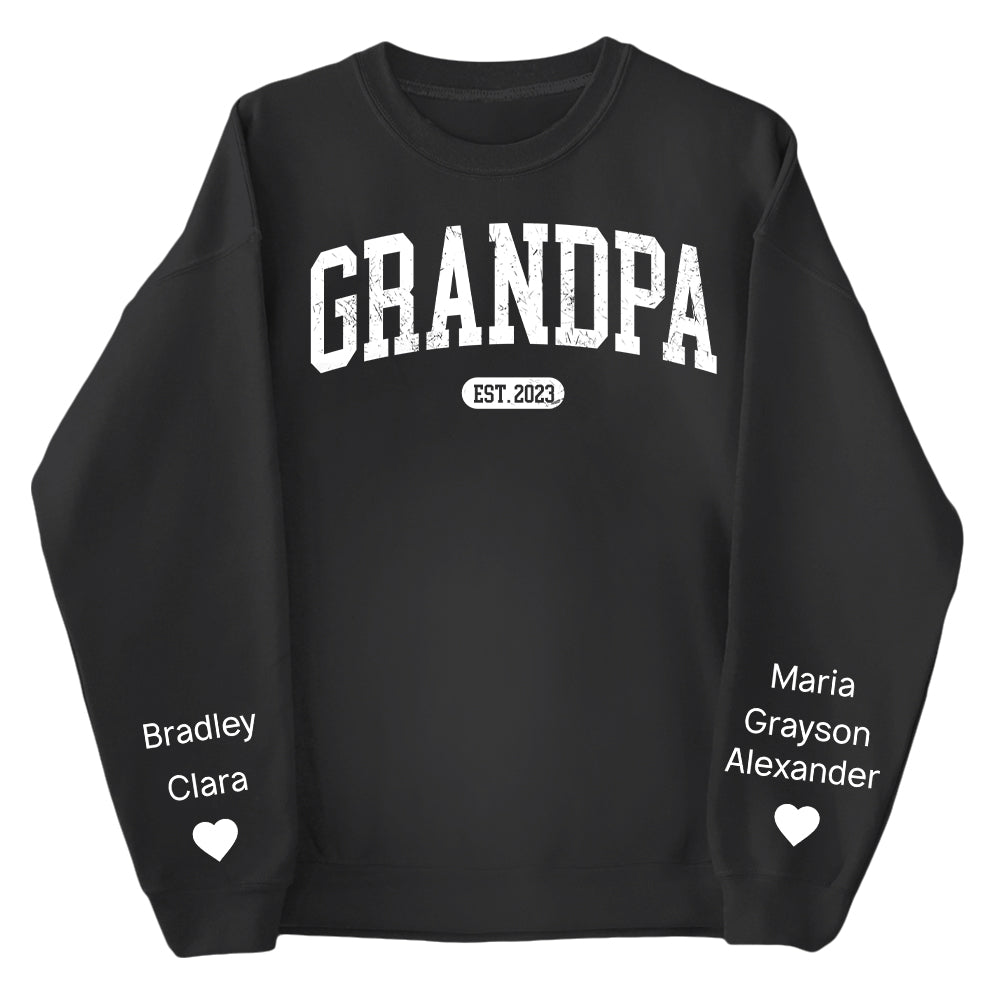 Personalize Papa Sweatshirt with Grandkids Names on Sleeve, Grandpa Sweatshirt, Abuelo Sweatshirt, Fathers Day Gift, New Grandpa Gift Vr2