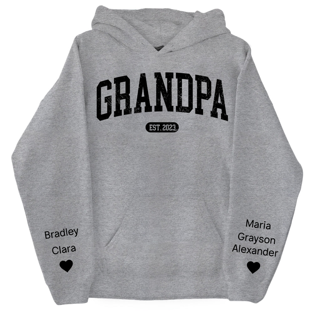 Personalize Papa Sweatshirt with Grandkids Names on Sleeve, Grandpa Sweatshirt, Abuelo Sweatshirt, Fathers Day Gift, New Grandpa Gift Vr2