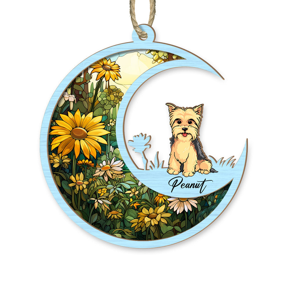 Dog Suncatcher Personalized Ornament - Handmade Custom Name And Dog Breed Decor, Engraved Dog Lovers Gift