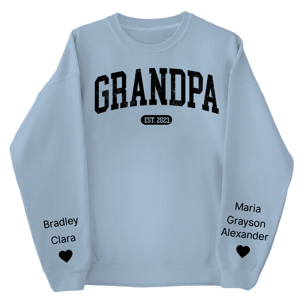Personalize Papa Sweatshirt with Grandkids Names on Sleeve, Grandpa Sweatshirt, Abuelo Sweatshirt, Fathers Day Gift, New Grandpa Gift Vr2