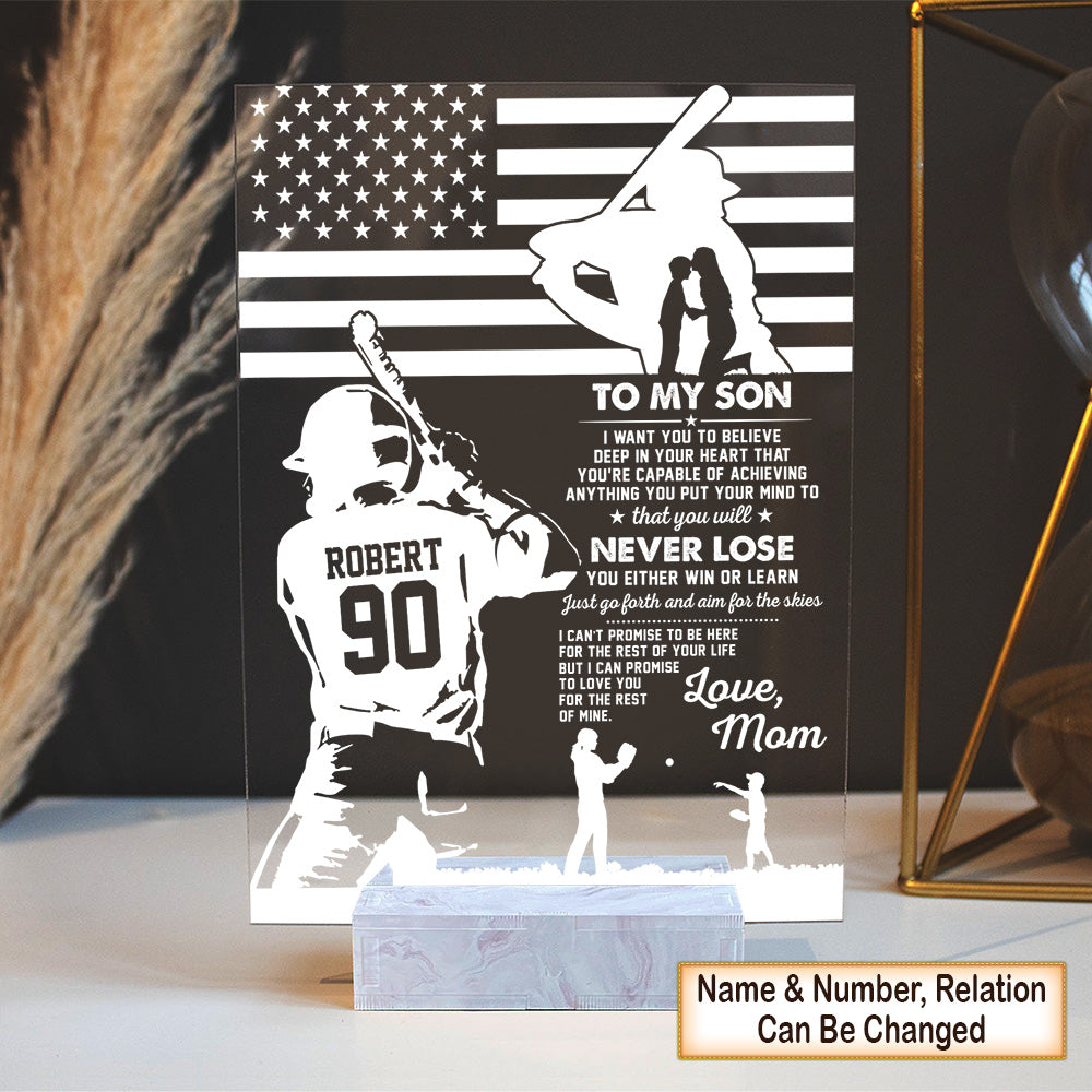 Personalized Gifts For Sports Fans Acrylic Plaque To My Son My Son, Daughter Baseball Gift Hk10
