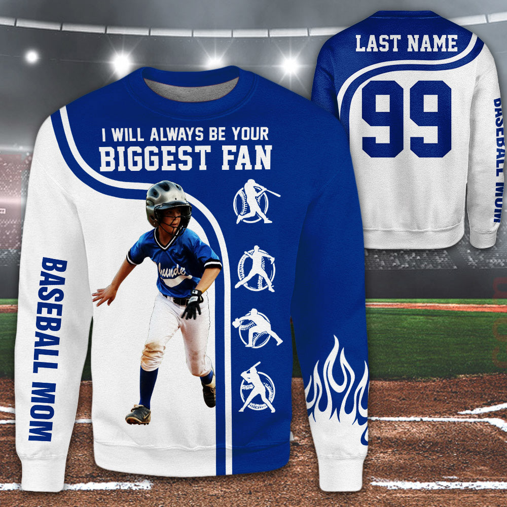 Personalized Shirt I Will Always Be Your Biggest Fan All Over Print Shirt For Baseball Mom Grandma Sport Family H2511