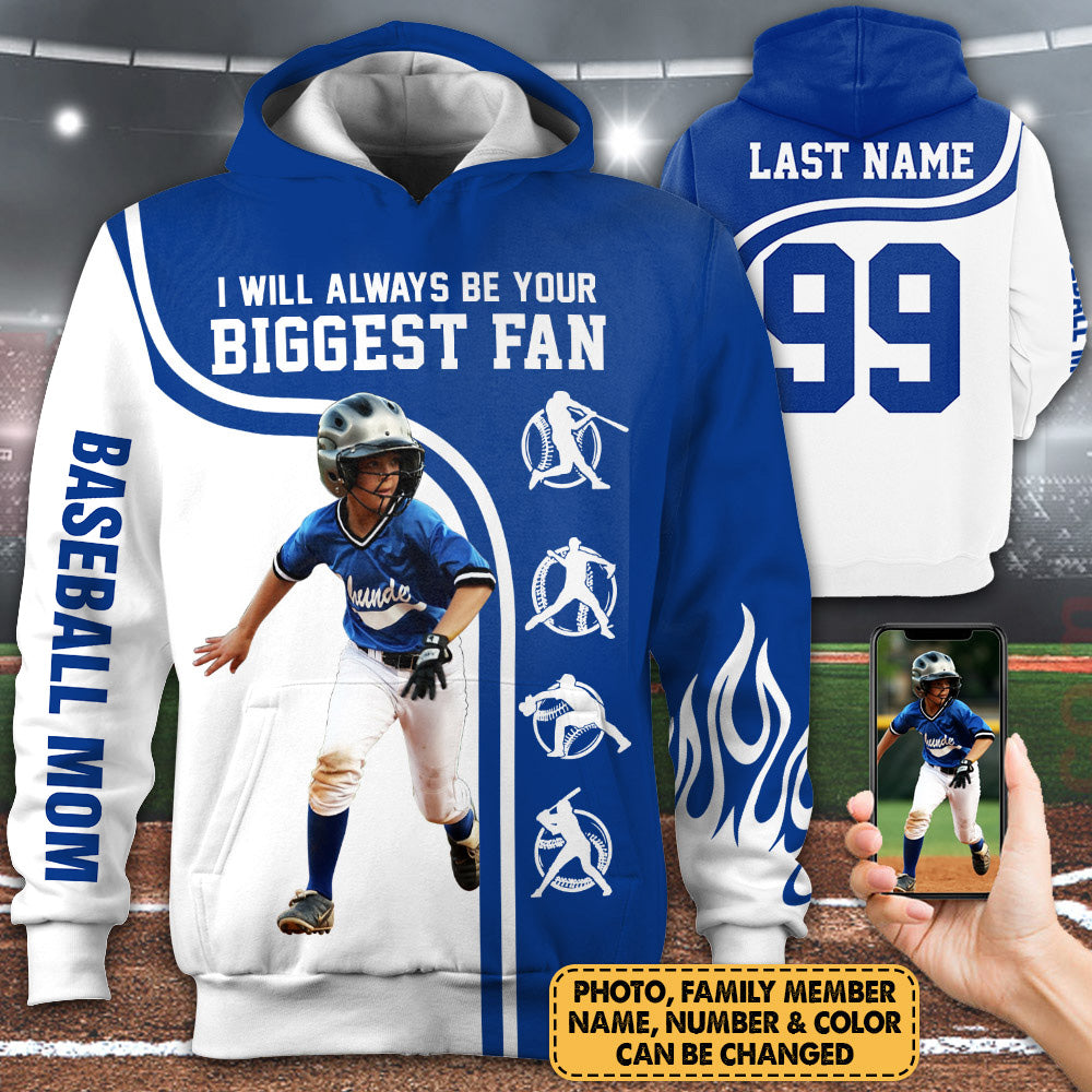 Personalized Shirt I Will Always Be Your Biggest Fan All Over Print Shirt For Baseball Mom Grandma Sport Family H2511