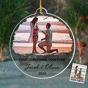 First Christmas Together Ornament, Our First Christmas Couple Photo Ornament, Personalized Photo Couple Christmas Tree Ornament Vr5