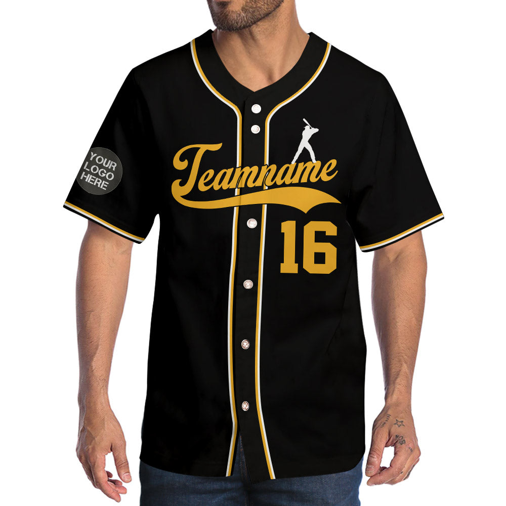 Custom Logo Name Number Black Baseball Jersey