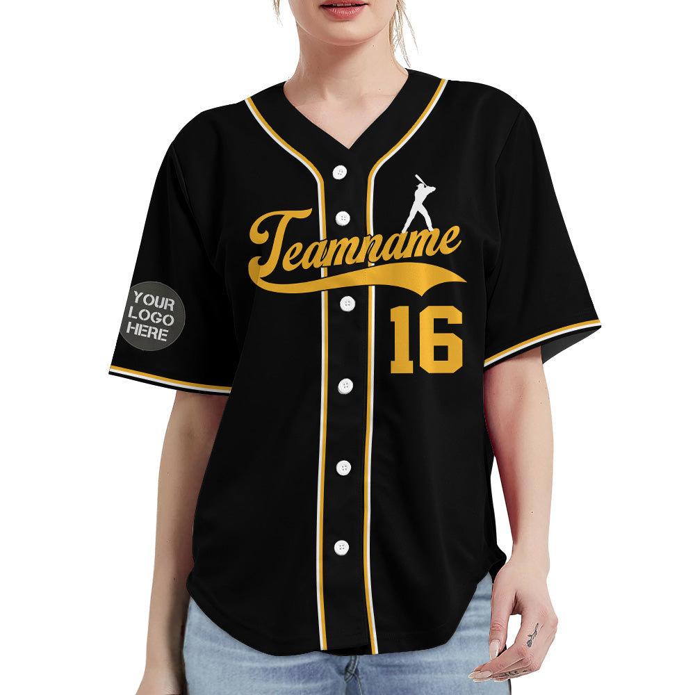 Custom Logo Name Number Black Baseball Jersey