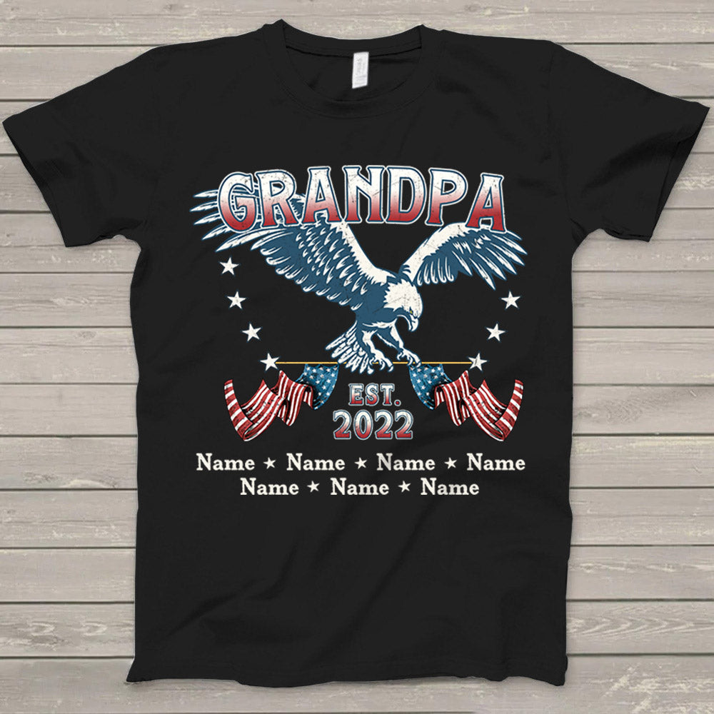 Personalized Grandpa Eagle Vintage 4Th Of July Shirt For Grandpa, Gift For Grandpa
