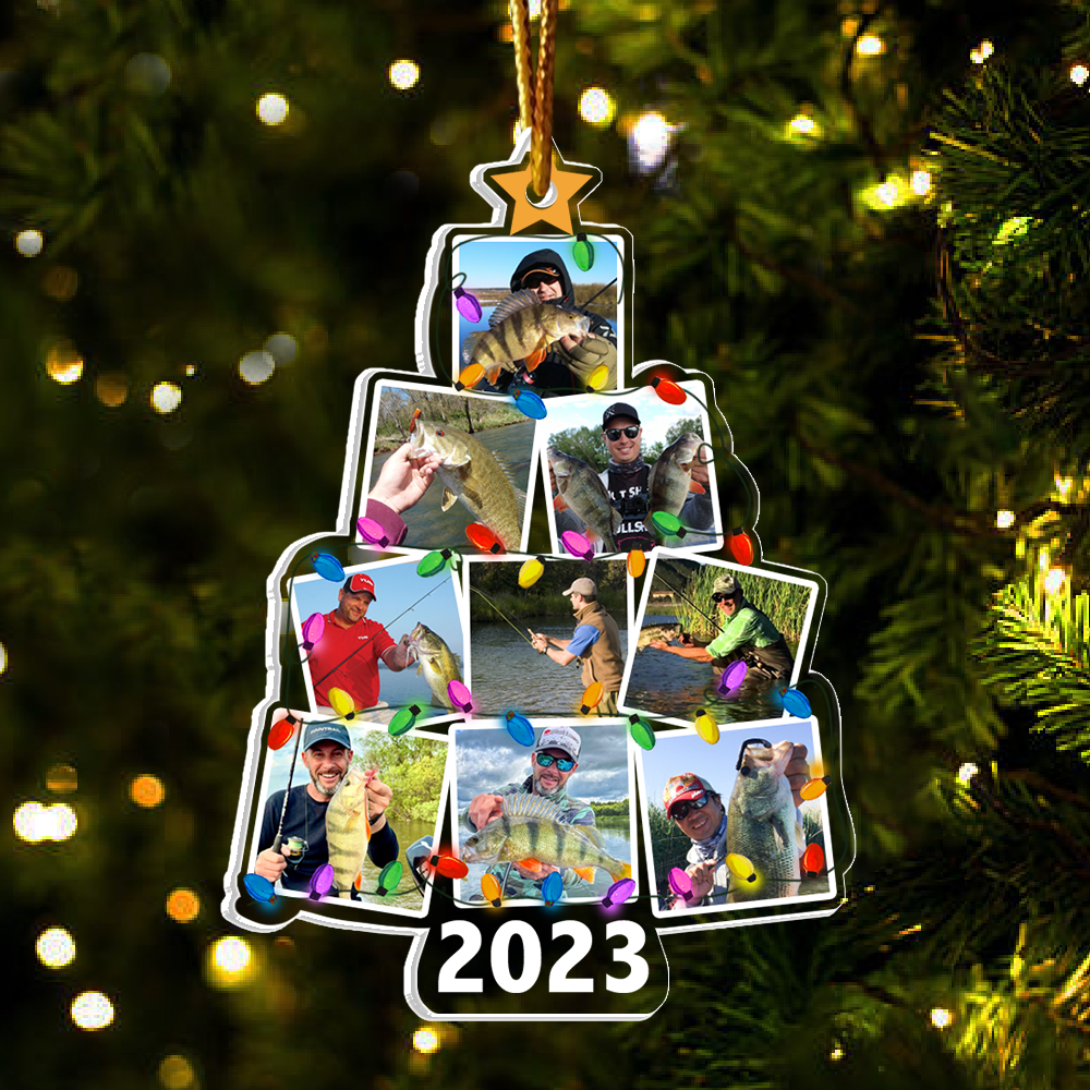 Custom Photo Christmas Tree Fishing - Personalized Acrylic Photo Ornament