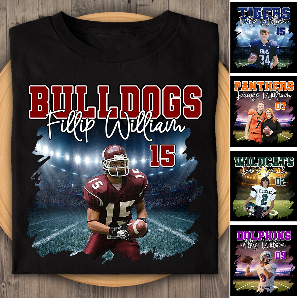 Football Personalized Shirt Custom Photo And Team Name, Custom Bootleg Rap Tee Football