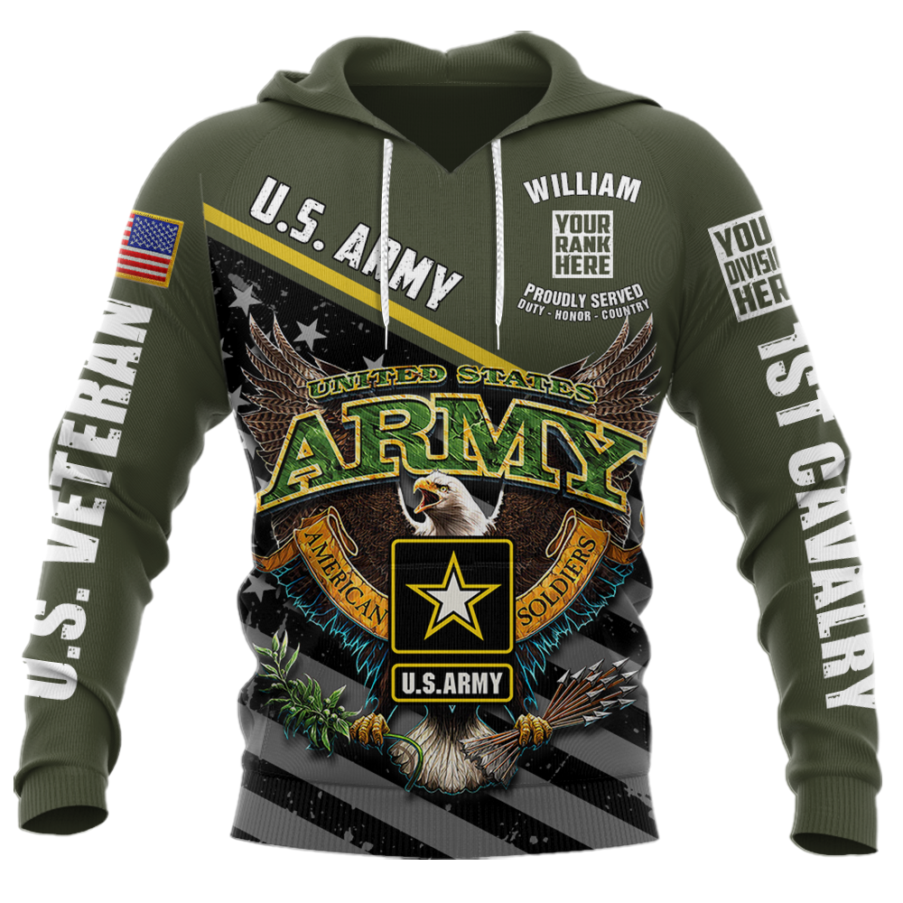 Personalized Shirt Branch Division Rank Proudly Served Duty Honor Country All Over Print Shirt Gift For Veterans K1702