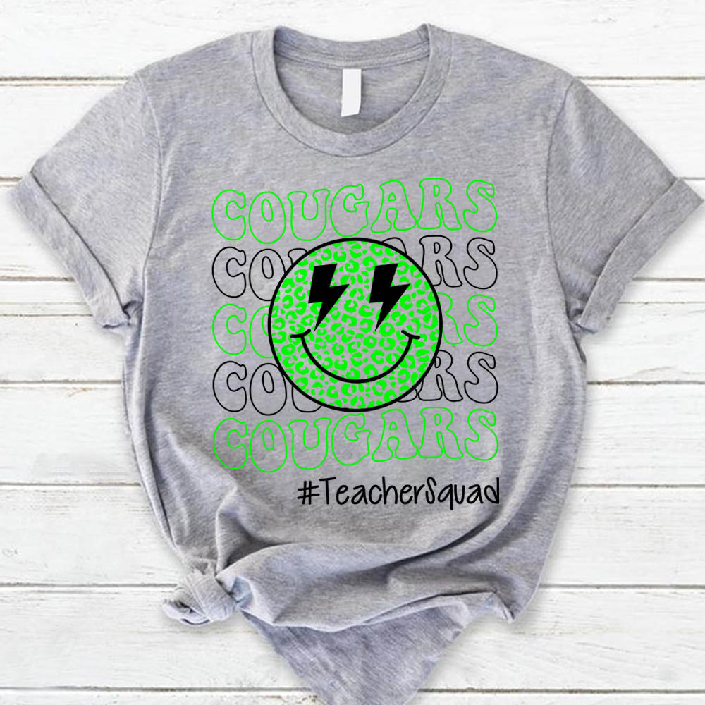 Personalized Shirt Cougars Mascot Smiley Face Custom Hashtag & Design Color K1702