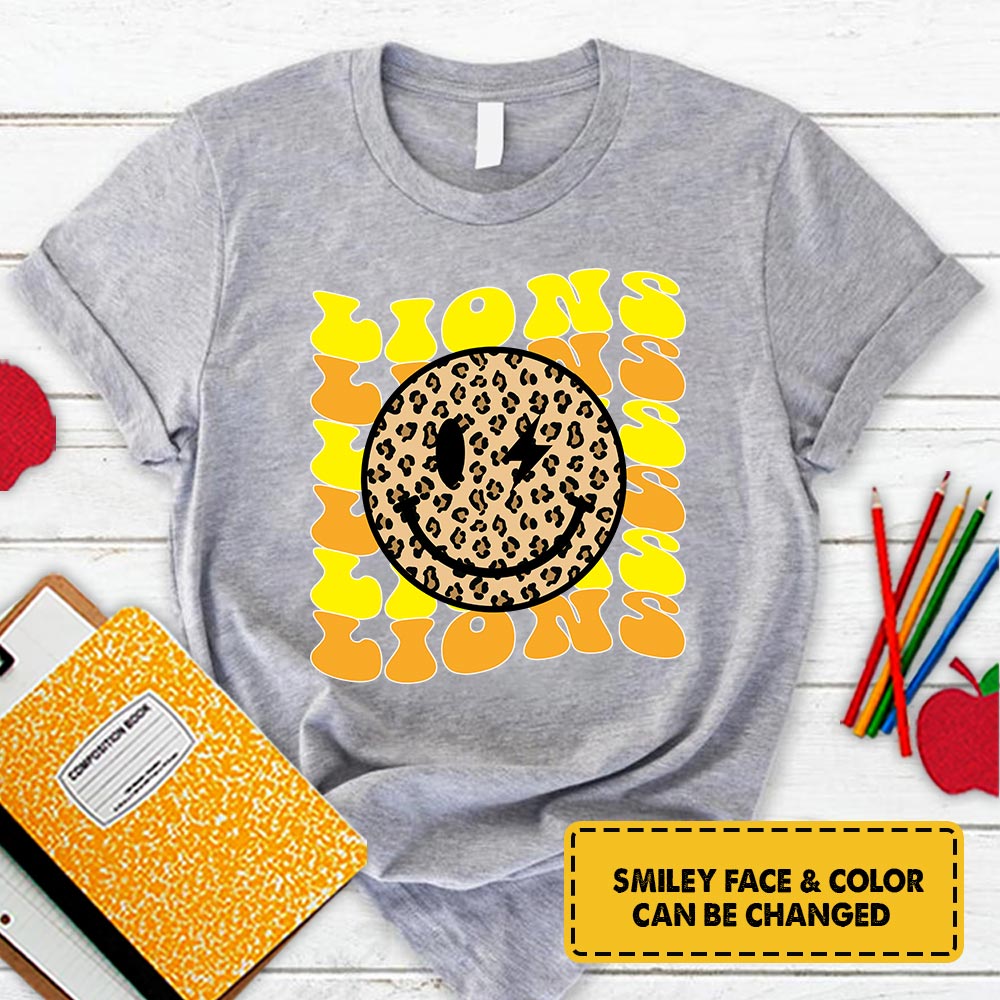 Personalized Lions Leopard Smiley Face T-Shirt For Teacher