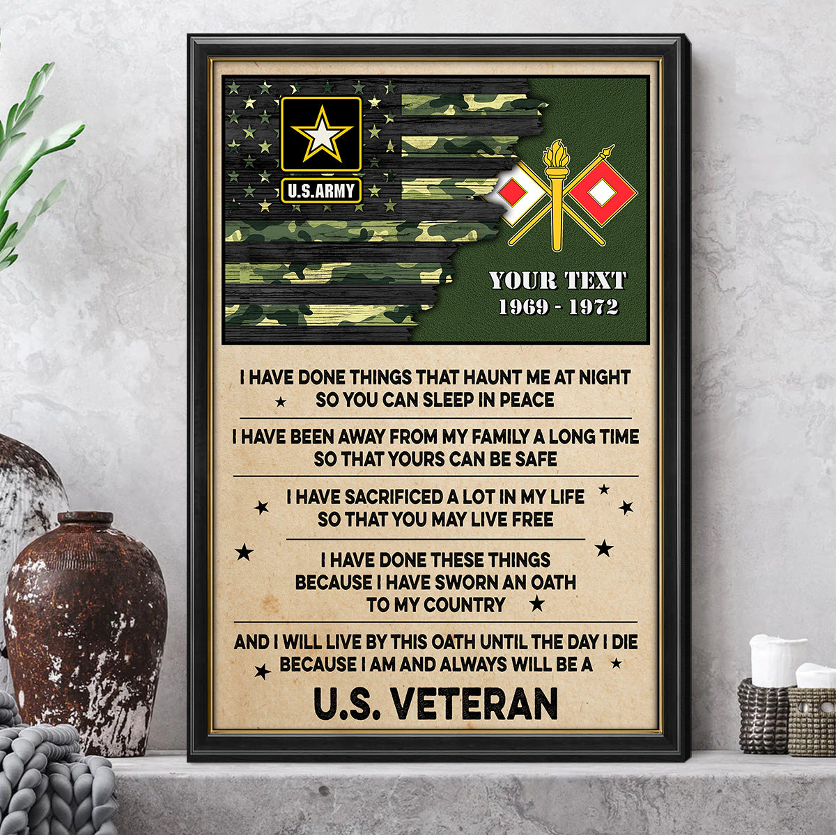 Personalized Poster Canvas Frame Wall Art Home Decor For Veterans I Am And Always Be A U.S. Veteran K1702