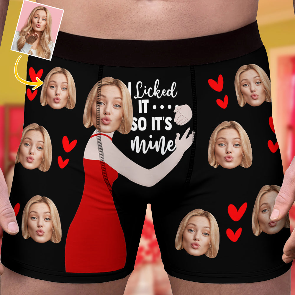 Custom Face Boxer Girlfriend's Face Licked It - Personalized Face Photo On  Men's Underwear