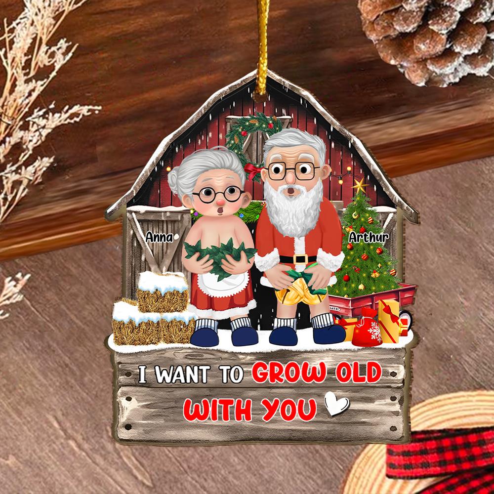 I Want To Grow Old With You - Customized Couple Wooden Ornament