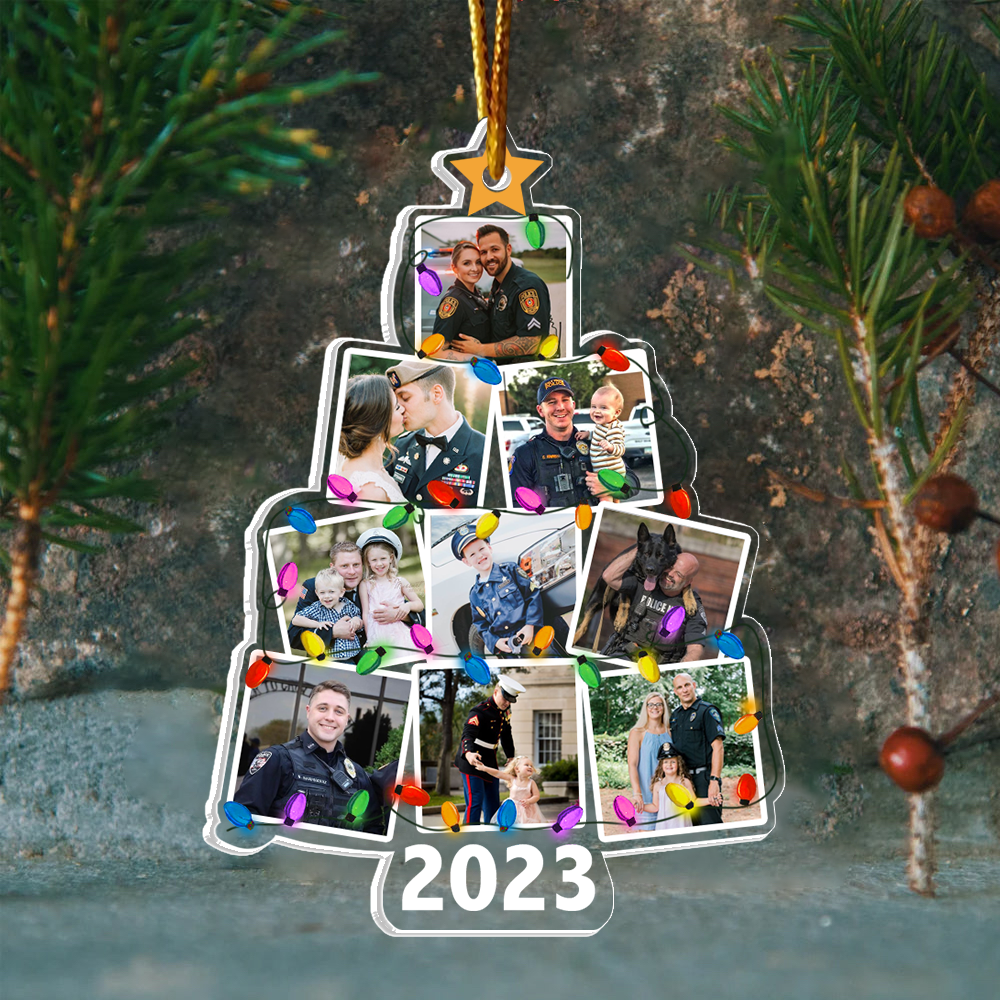 Photo Police Christmas Tree - Personalized Acrylic Photo Ornament