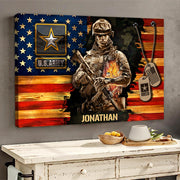 Personalized Gift For Military Veteran Dad Grandpa Veteran Custom Gift For Military Veteran Soldier American Rustic Flag Poster Canvas H2511