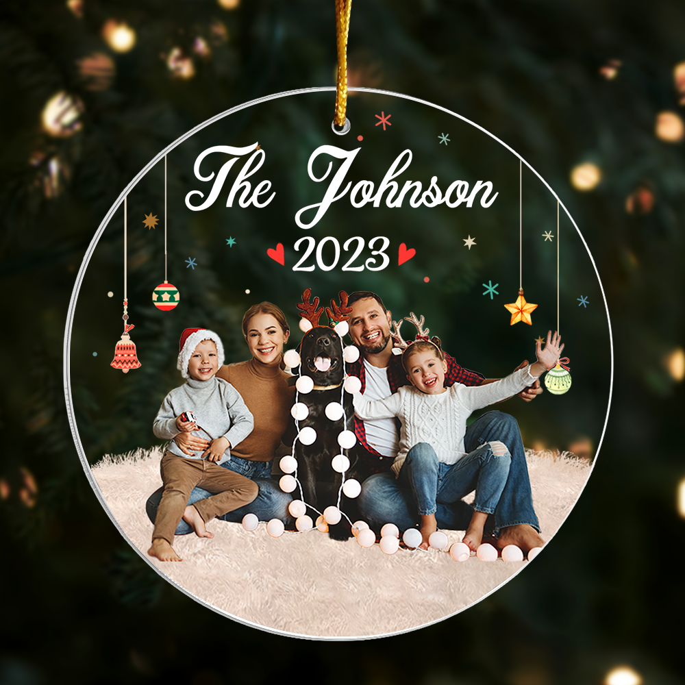 Custom Your Family Photo Circle Acrylic Ornament Gift For Family - Family Christmas Ornament