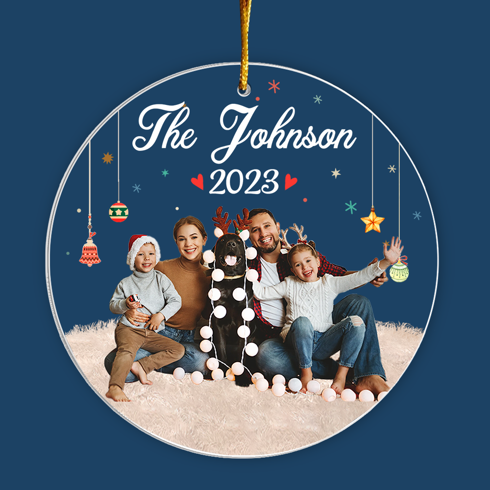 Custom Your Family Photo Circle Acrylic Ornament Gift For Family - Family Christmas Ornament