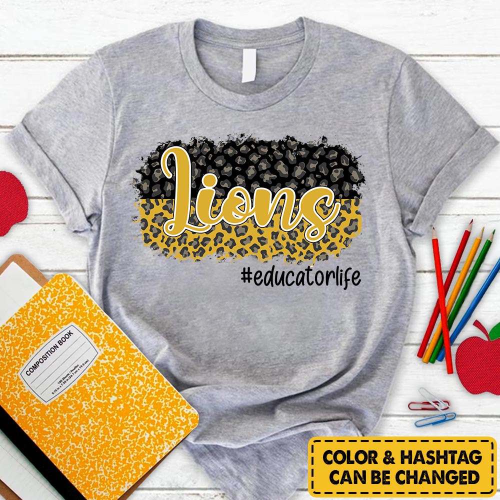 Personalized Lions Custom Colorful Leopard T-Shirt For Teacher