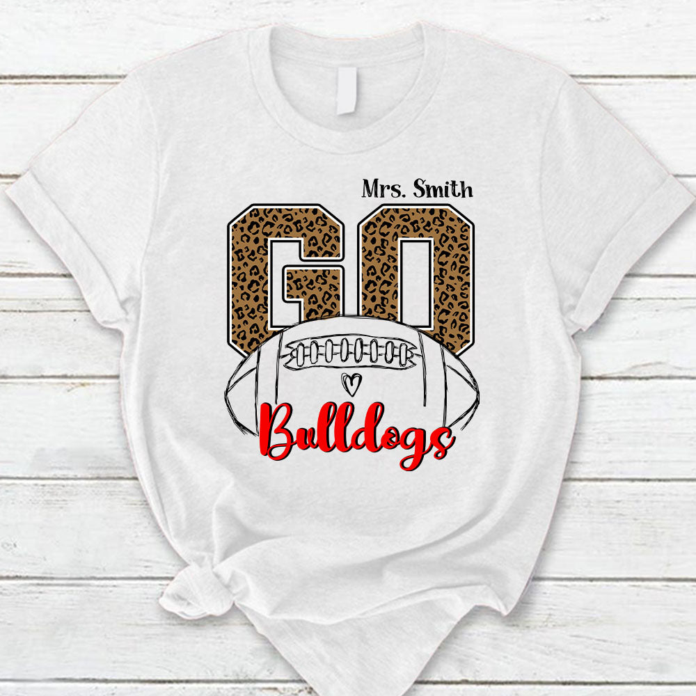 Personalized Go Bulldogs Mascot Leopard Custom Sport Teacher T-Shirt