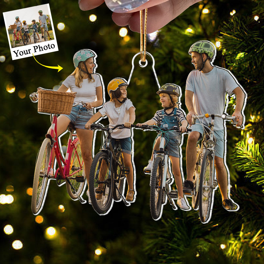Custom Photo Acrylic Ornament Gift For Cycling Lovers - Personalized Upload Photo Acrylic Ornament For Bicycle Club