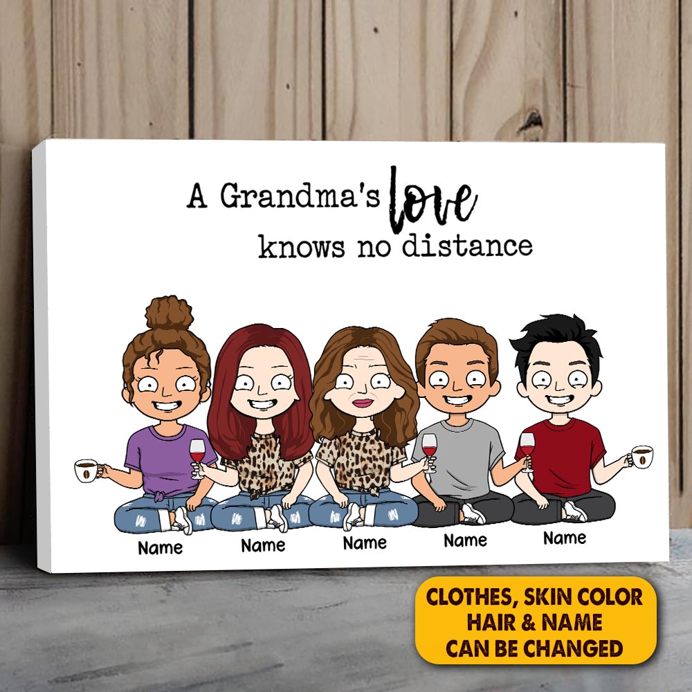 Personalized Canvas Gift For Grandma - Custom Gifts For Grandmas - A Grandma's Love Knows No Distance Poster Canvas