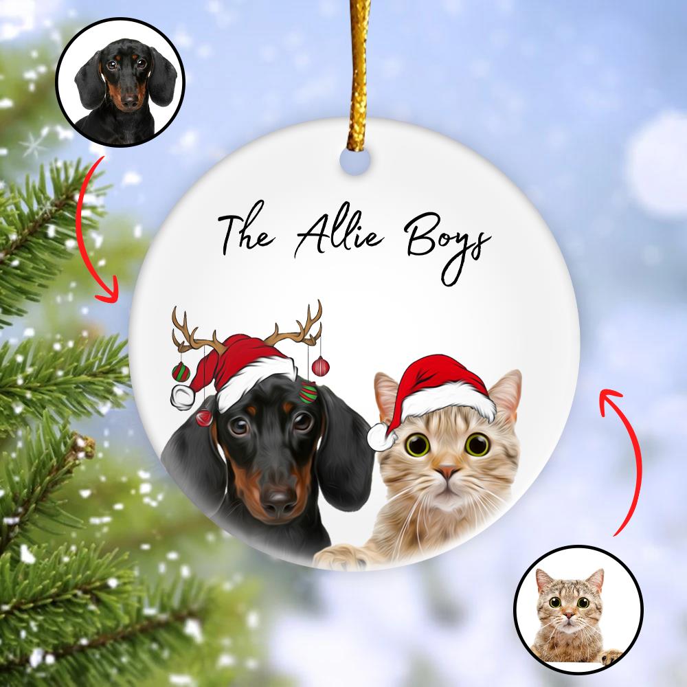Personalized Pet Ornament Using Pet's Photo + Name - Custom Ornament Christmas Dog Ornament Personalized Dog Ornament Custom Dog vr4
