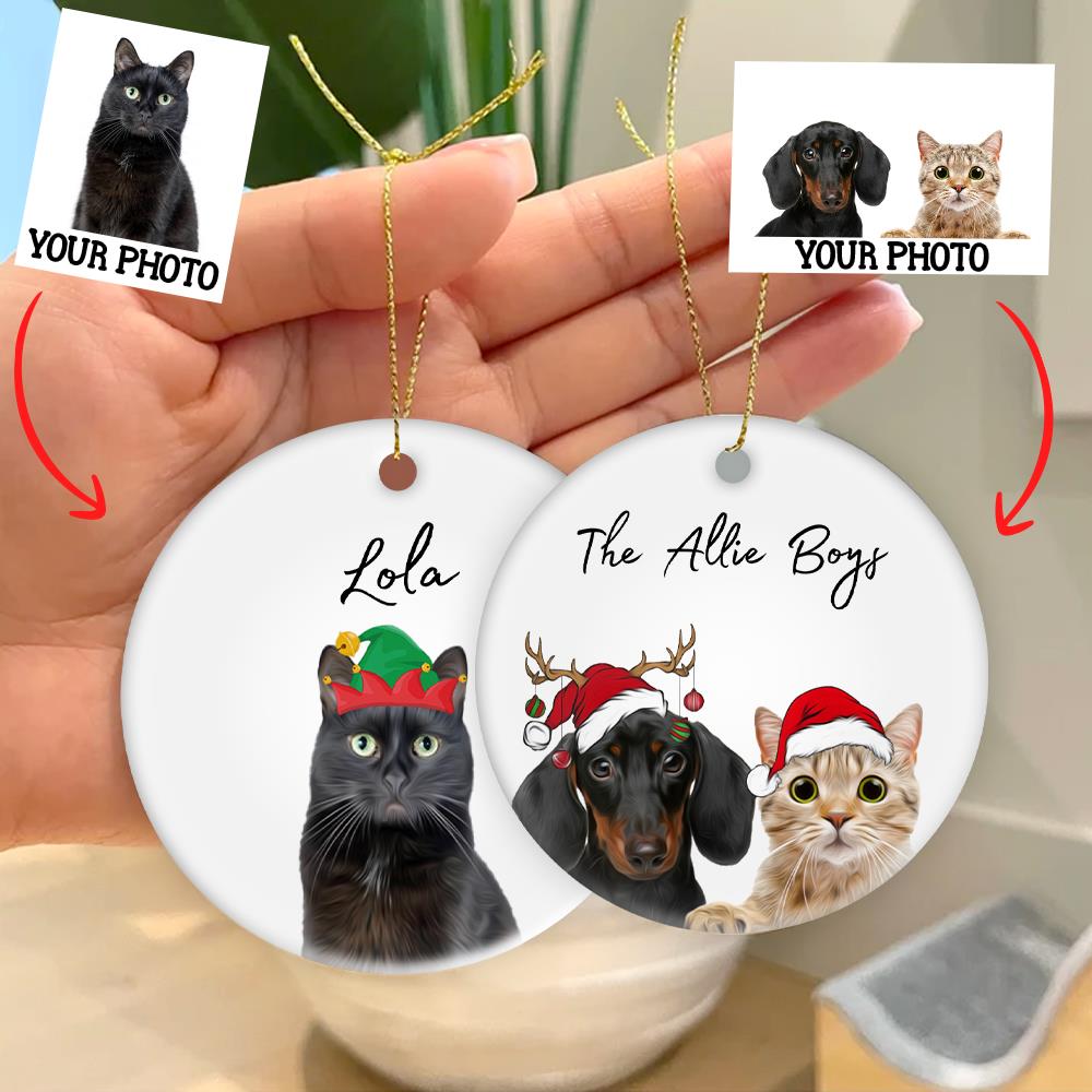 Personalized Pet Ornament Using Pet's Photo + Name - Custom Ornament Christmas Dog Ornament Personalized Dog Ornament Custom Dog vr4
