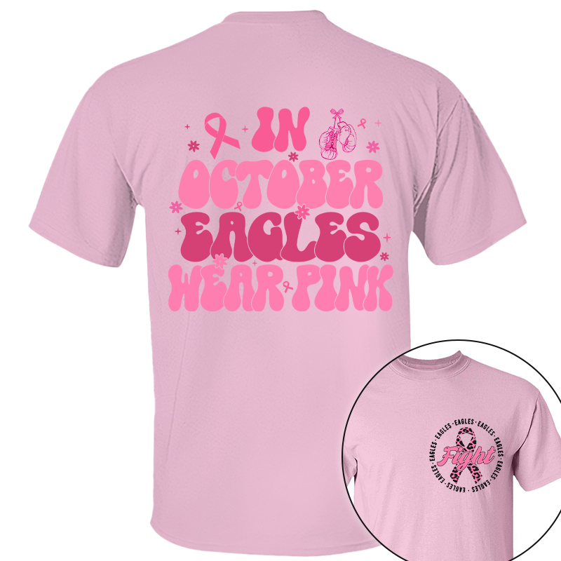 In October Wear Pink Personalized Breast Cancer Awareness Shirt Custom School Mascot