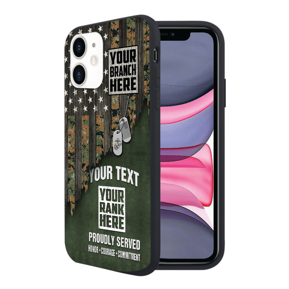 Personalized Phone Case America Half Flag With Military Custom Rank Veteran K1702