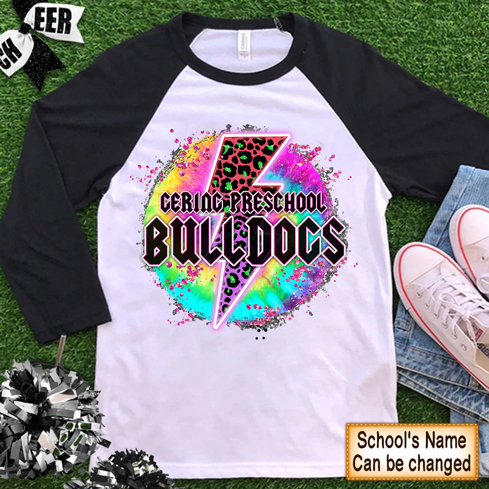 Personalized Shirt Bulldogs Leopard Lightning Bold Tiedye Glitter Shirt Sport Shirt Hk10